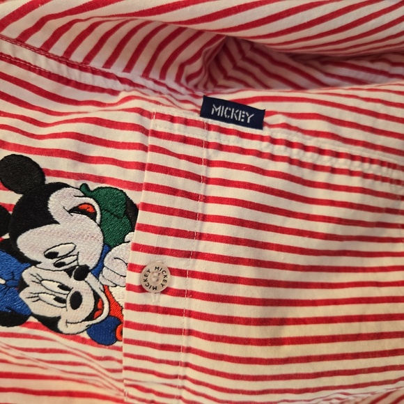 Mickey Unlimited × Jerry Leigh Embroidered Striped Button Down Womens Size Small - Picture 7 of 15